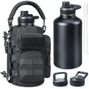 64 oz Insulated Water Bottle with Sleeve  Stainless Steel